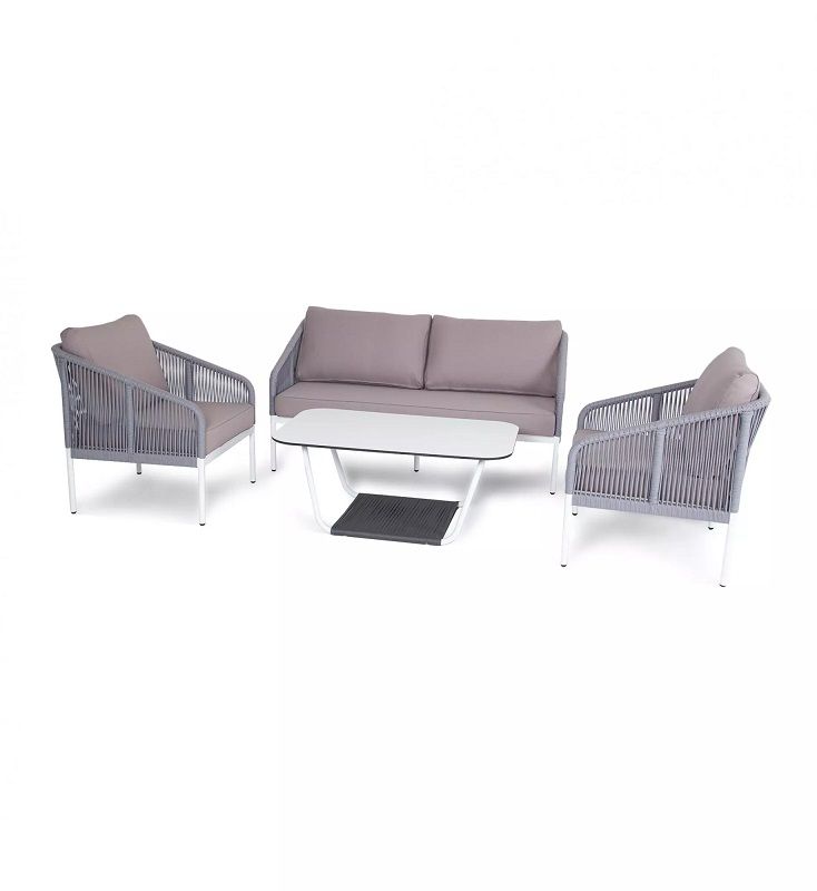 Лаунж-зона 4-местная Канны 4SIS из роупа (веревки), цвет светло-серый фото 1