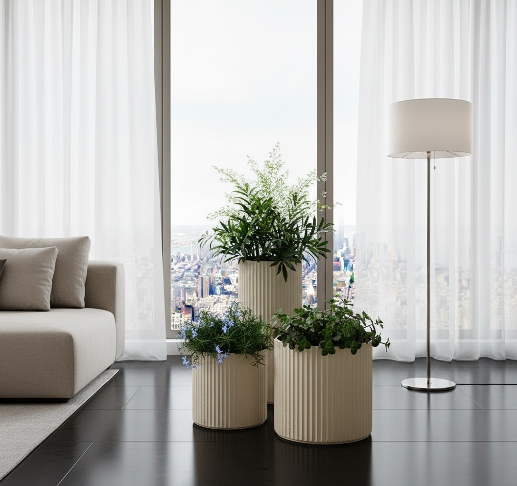 Кашпо TERRAFAKTURA Рифлоу D40H40 Дюна фото 4