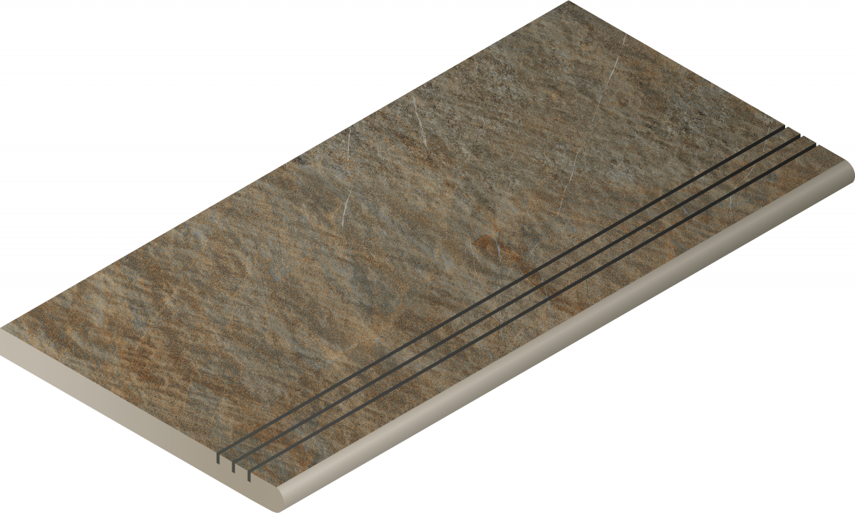 Керамогранитная ступень Italon Манетик X2 Дарк Закругленная Грип 30X60 фото 1