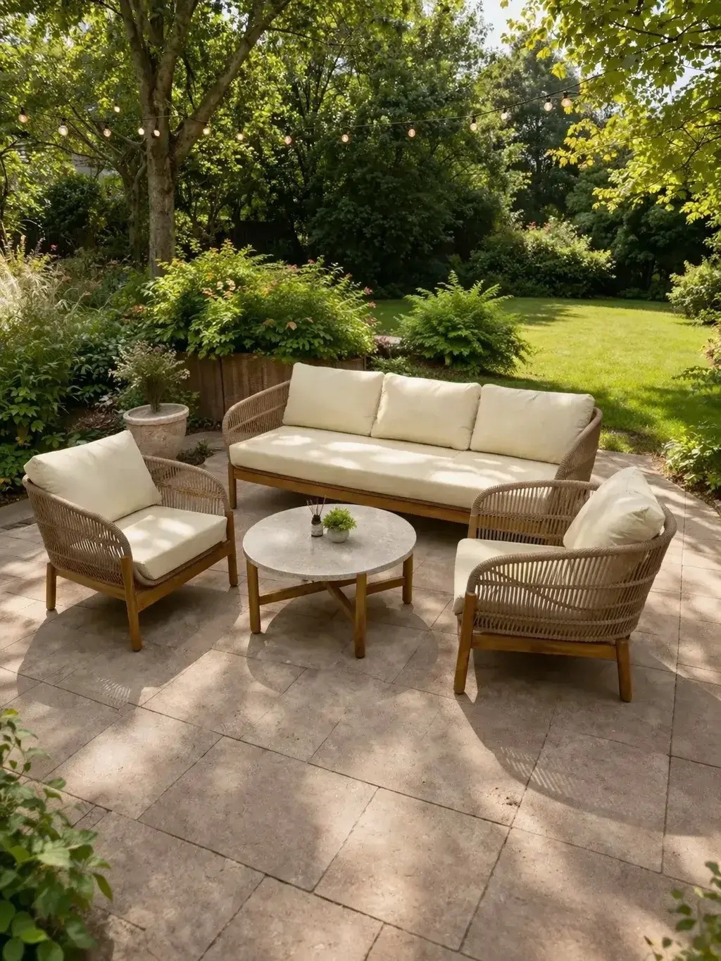 Лаунж-зона Eleonora Royal Family из натурального дерева с 3-хместным диваном фото 2