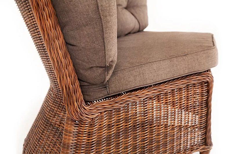 Модуль диванный угловой Бергамо 4SIS из искусственного ротанга, цвет коричневый с подушками фото 3