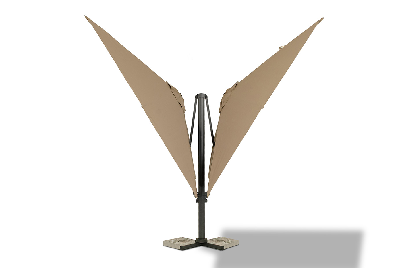 Фабриано зонт двухкупольный 3x3м на алюминиевой опоре, тент темно-серый фото 3