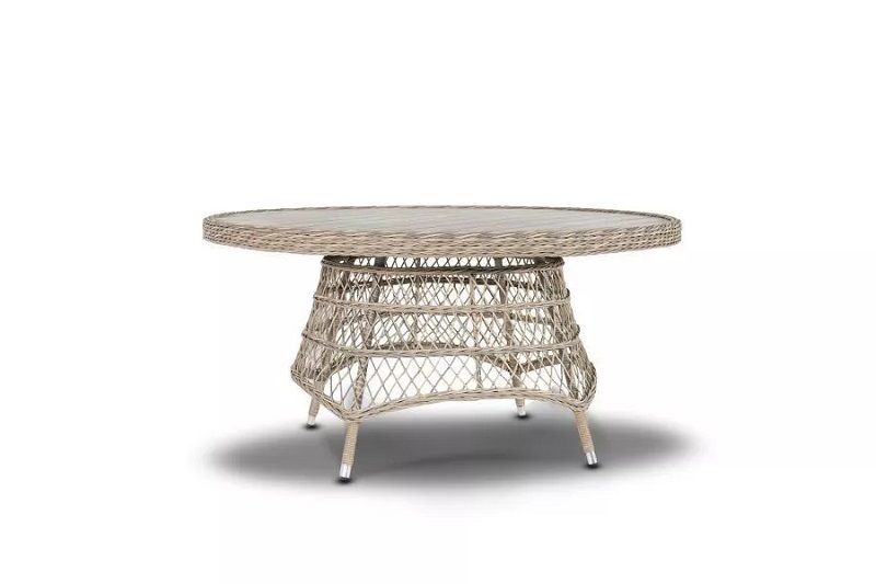 Плетеный обеденный стол Неаполь 4SIS из искусственного ротанга, цвет серо-соломенный фото 2