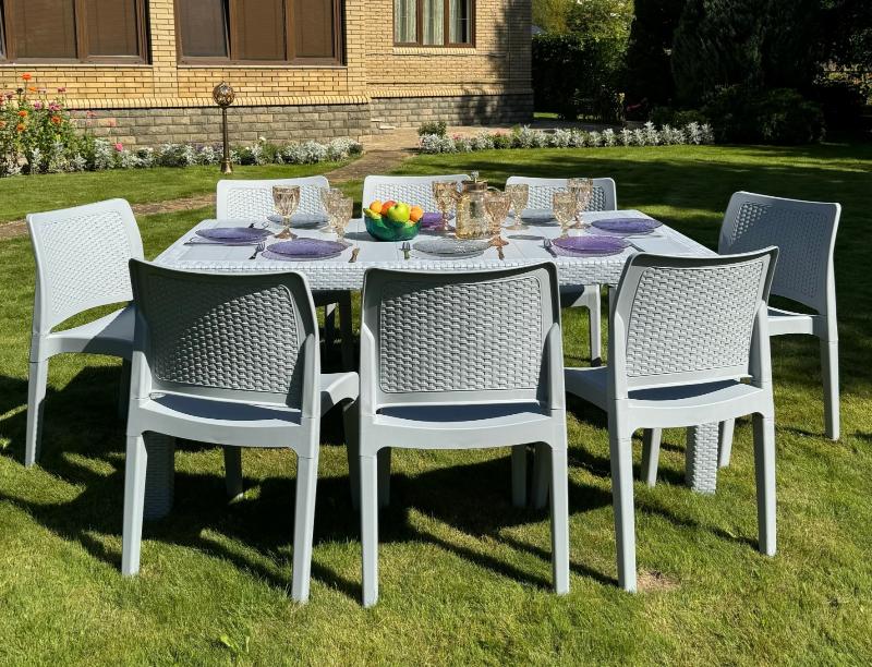 Обеденный комплект July L Royal Family из пластика, цвет светло-серый фото 1