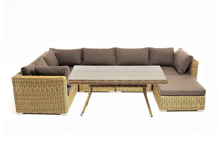 Обеденная Лунго 4SIS группа угловая из искусственного ротанга, цвет соломенный фото 2