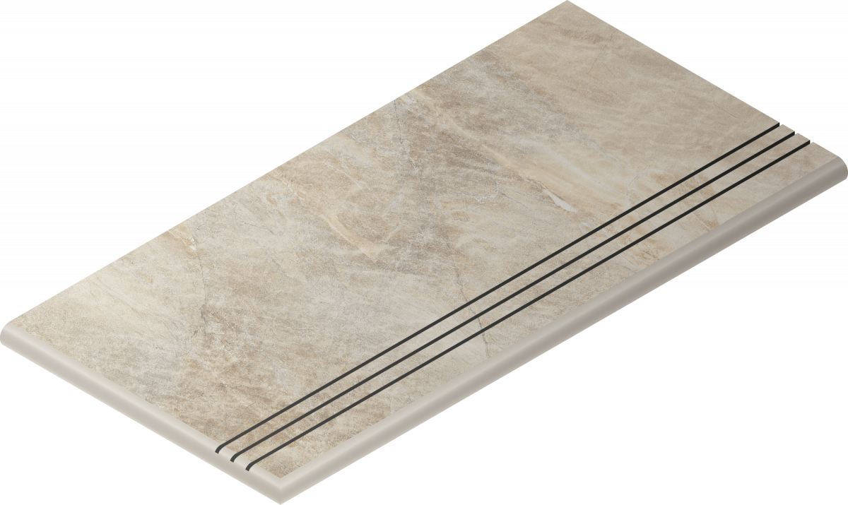 Керамогранитная ступень Italon Манетик X2 Уайт Закругленная Грип Левая 30X60 фото 1