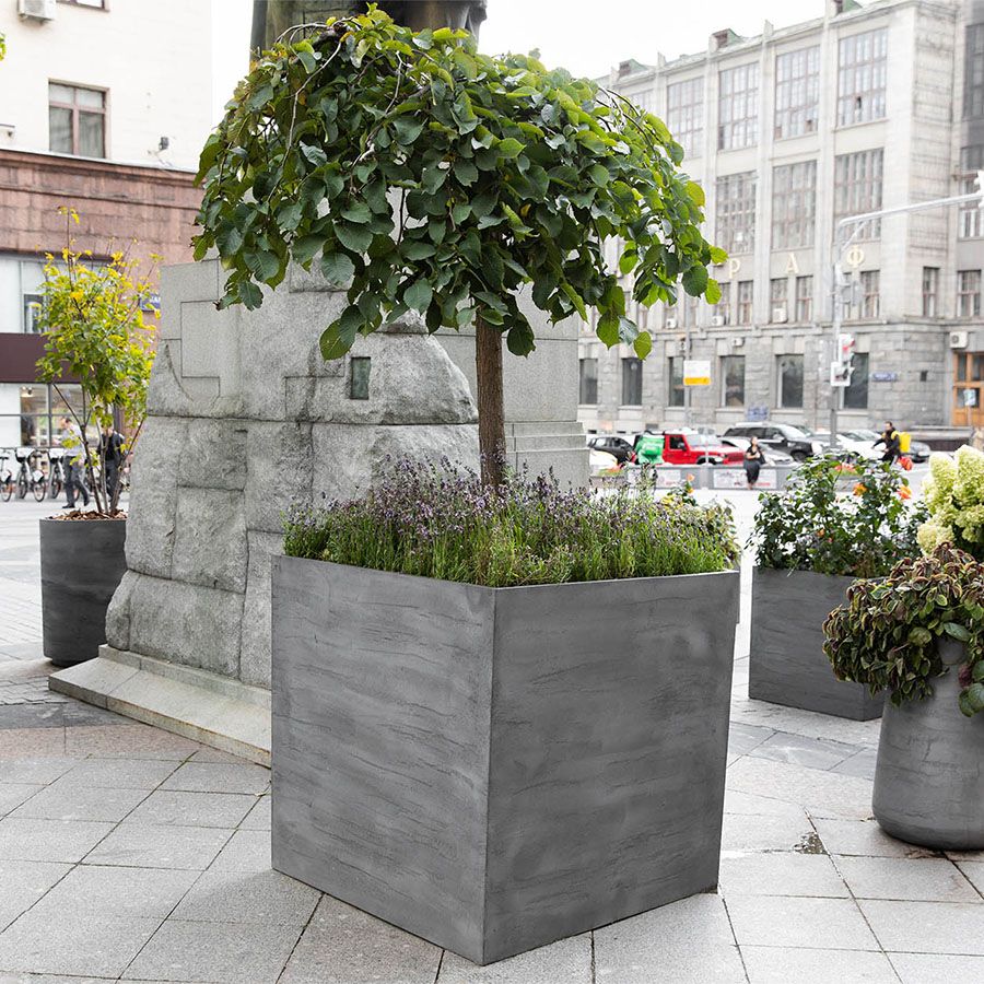 Кашпо Concretika Куб 40x40x40 Конкрит грей лайт фото 5