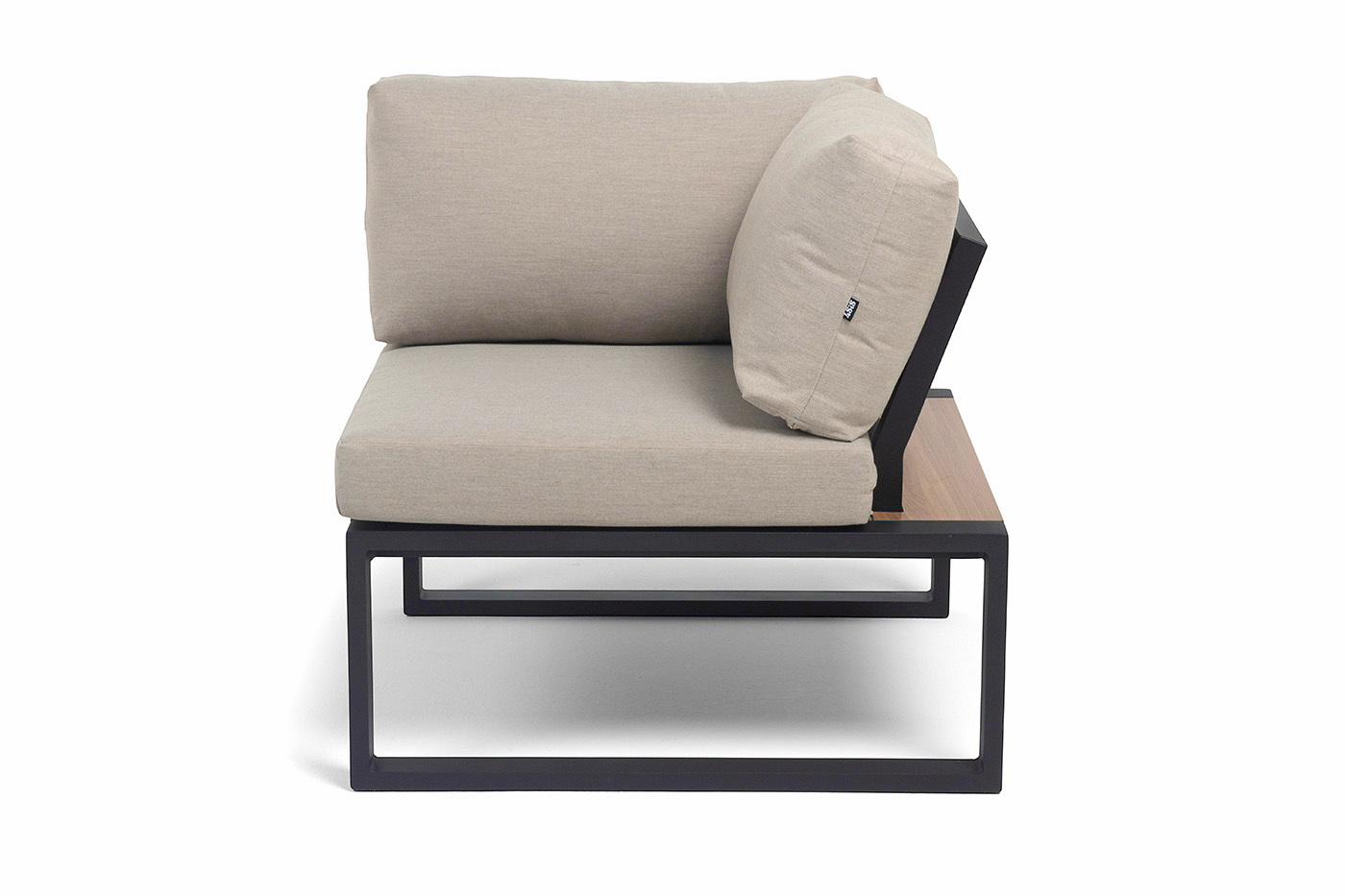 Тулон угловой модуль, каркас алюминий, HPL дуб, черный муар, ткань бежевая 15052 фото 4