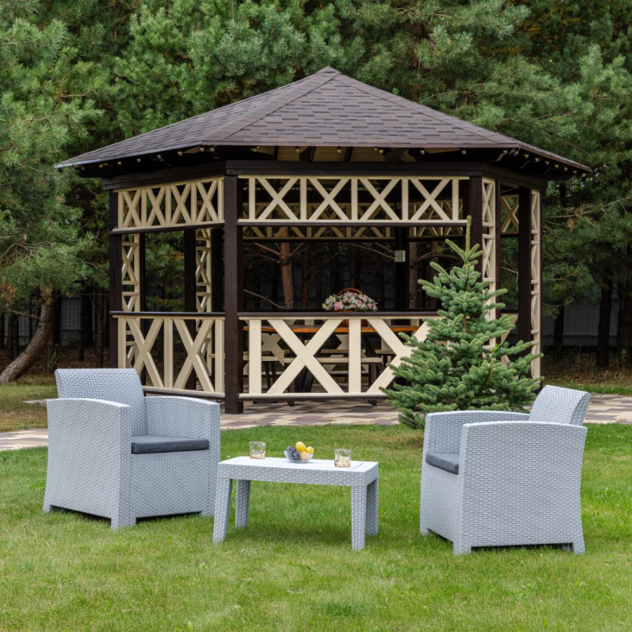 Обеденный комплект Lana XS Royal Family из пластика, цвет светло-серый фото 1