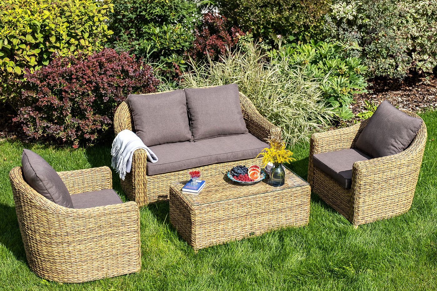 Кресло Кон Панна 4SIS из искусственного ротанга (гиацинт), цвет соломенный фото 2