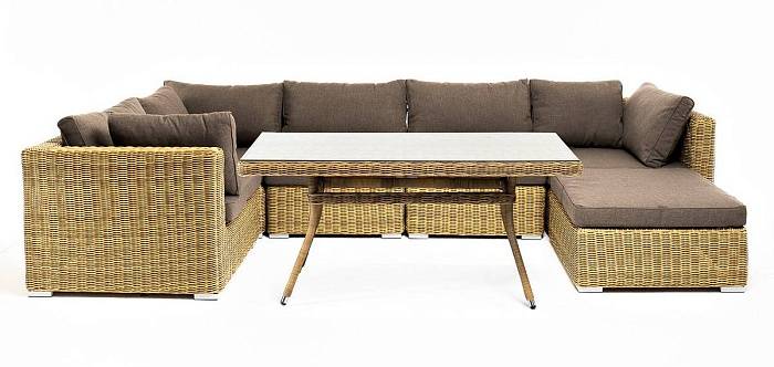 Обеденная Лунго 4SIS группа угловая из искусственного ротанга, цвет соломенный фото 1