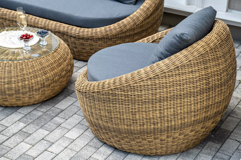 Лаунж-Зона Барселона 4SIS из искусственного ротанга, цвет соломенный фото 9