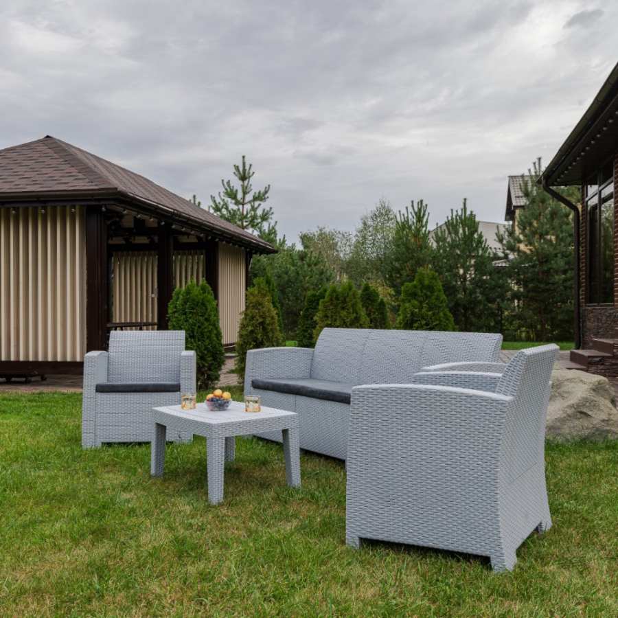 Обеденный комплект Lana M Royal Family из пластика, цвет светло-серый фото 2