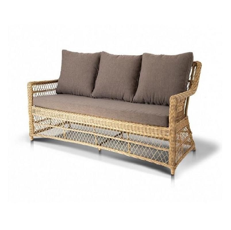 Диван трехместный Гранд Латте 4SIS из искусственного ротанга, цвет соломенный фото 1