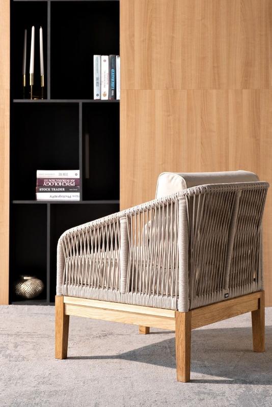 Кресло Канны 4SIS из роупа (веревки), основание дуб, цвет бежевый фото 12