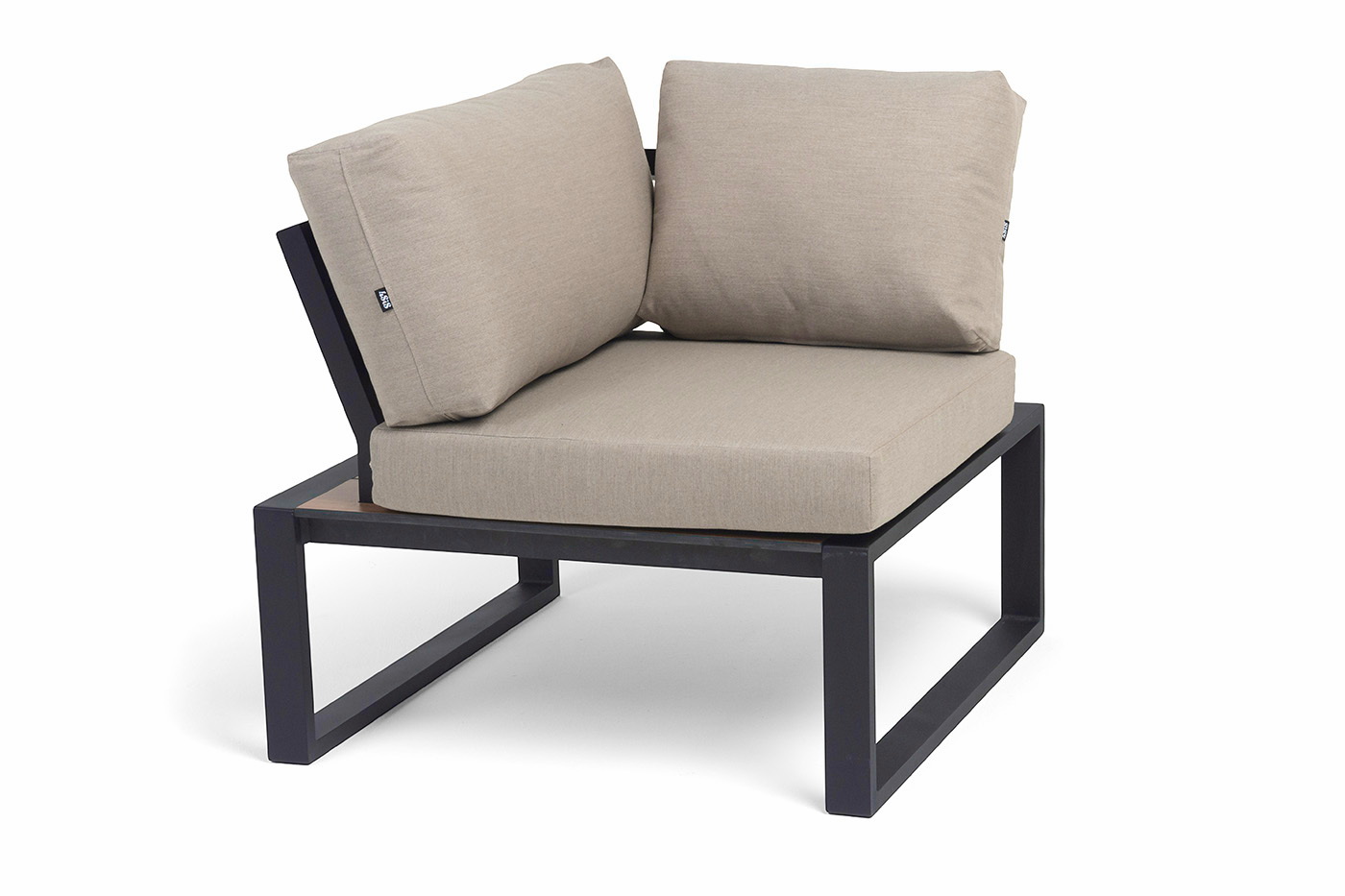 Тулон угловой модуль, каркас алюминий, HPL дуб, черный муар, ткань бежевая 15052 фото 2