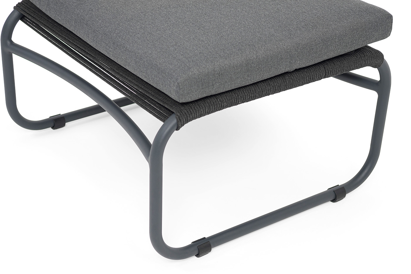 Ането пуф плетеный из роупа, каркас алюминий темно-серый (RAL7024) муар, роуп темно-серый круглый фото 4