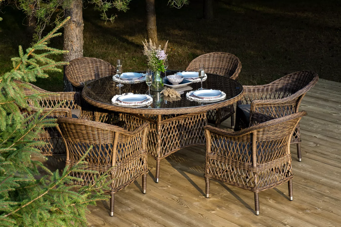 Обеденная Эспрессо–150 S 4SIS группа плетеная, цвет коричневый фото 4