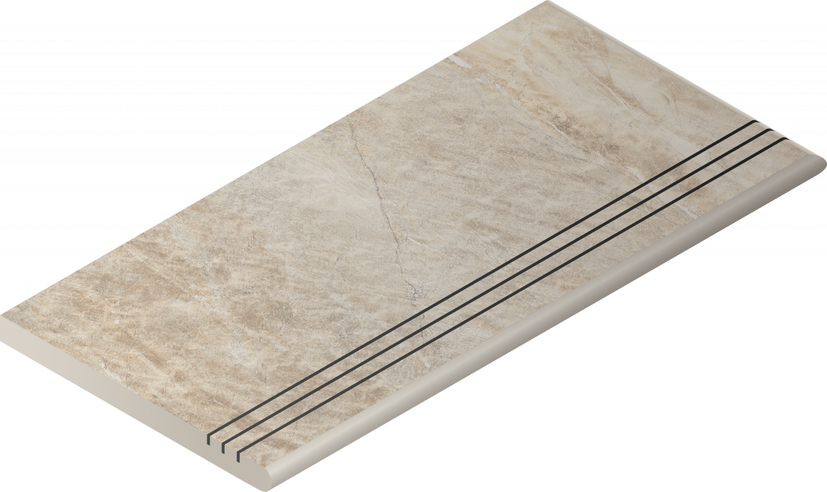 Керамогранитная ступень Italon Манетик X2 Уайт Закругленная Грип Правая 30X60 фото 1