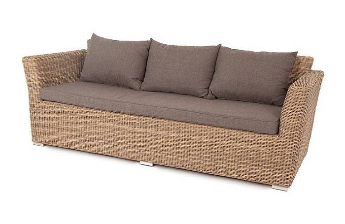 Диван Капучино 4SIS из искусственного ротанга трехместный, цвет соломенный фото 1