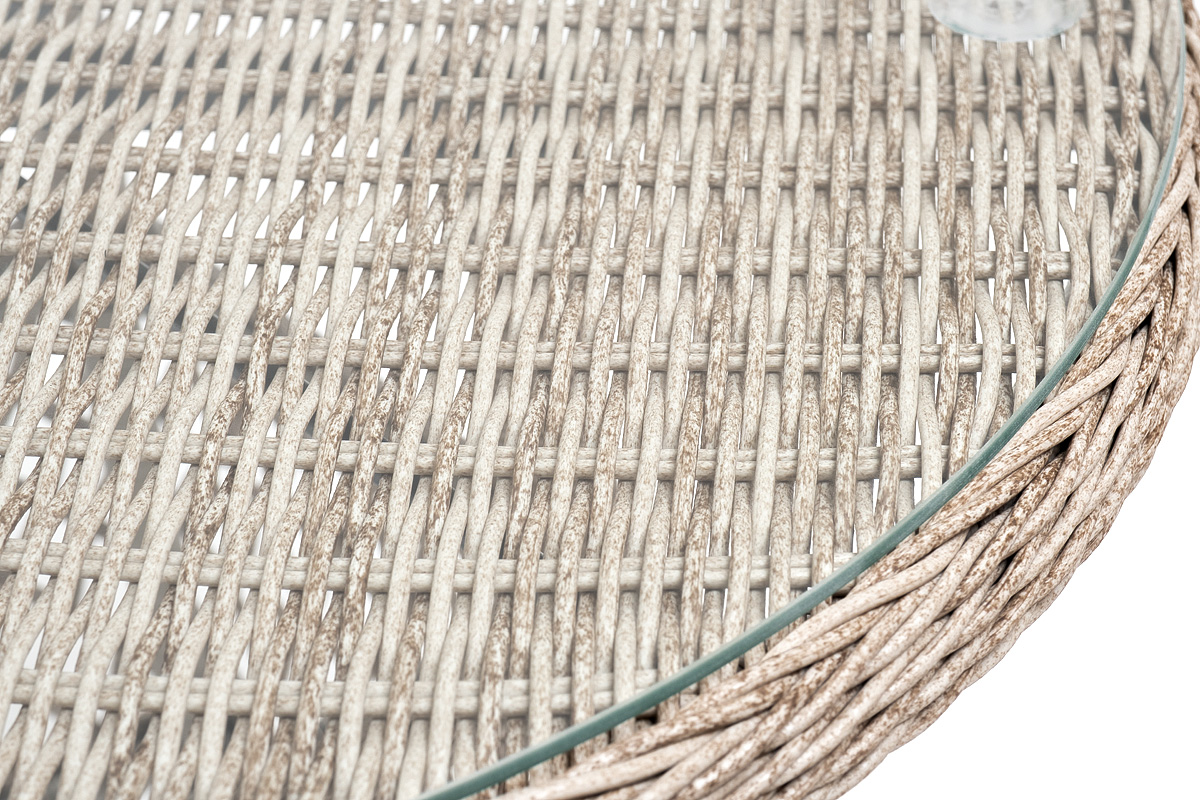 Эспрессо плетеный круглый стол, диаметр 80 см, цвет бежевый фото 7