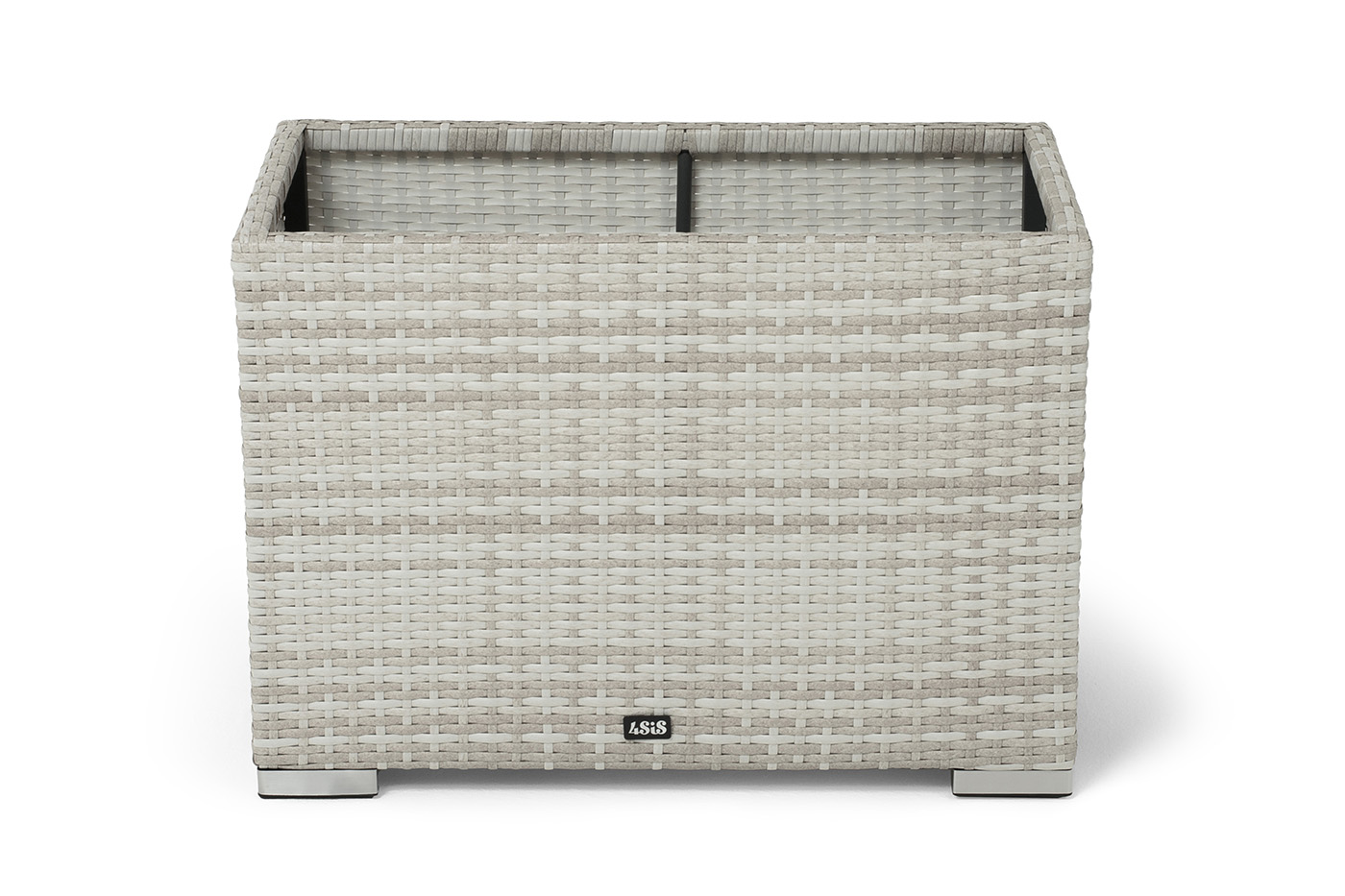 Лунго кашпо для цветов большое плетеное из искусственного ротанга, цвет бежевый фото 2