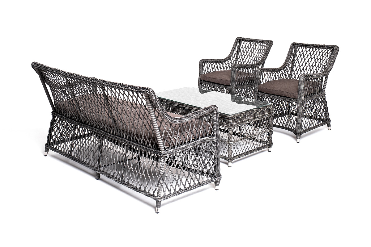 Асти лаунж-зона из искусственного ротанга на 4 персоны, цвет графит фото 3