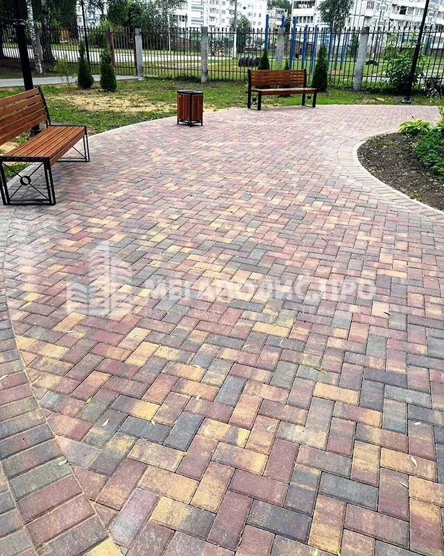 Брусчатка Braer Прямоугольник ColorMix 200х100х40мм цвет Мальва фото 4