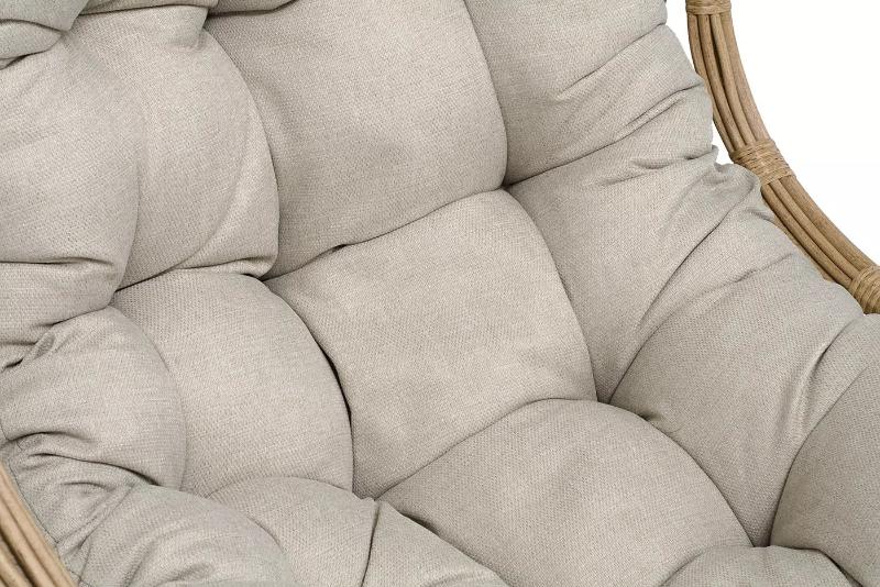 Подвесное кресло Венеция 4SIS из искусственного ротанга, цвет соломенный с бежевой подушкой фото 3