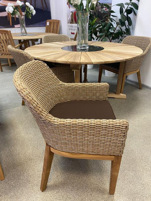 Комплект обеденной мебели Ontario-Catherine Brafritid коричневый/бежевый, тик/искусственный ротанг фото 7