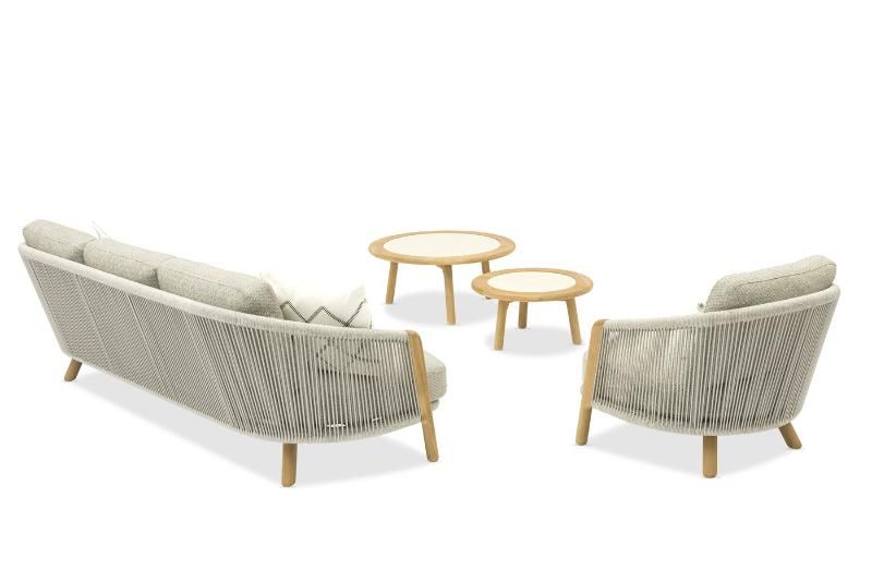 Комплект лаунж мебели Avesta Brafritid стол тик, серый/песочный, тик/алюминий/веревка фото 3