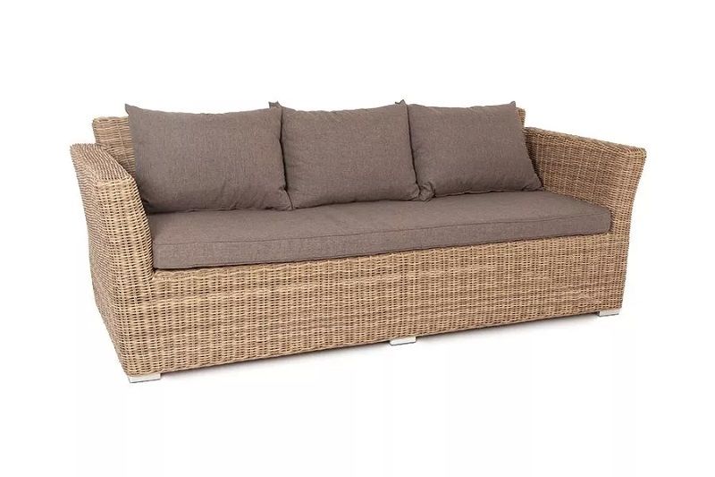 Диван трехместный Капучино 4SIS из искусственного ротанга, цвет соломенный фото 2