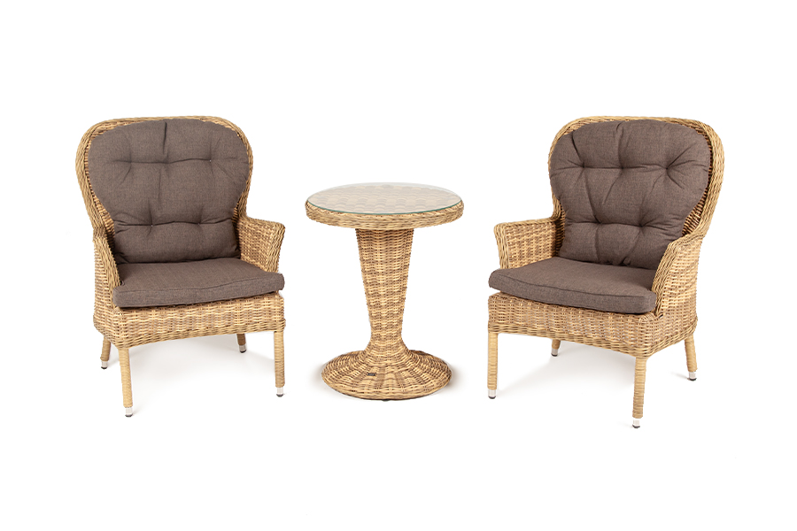 Алиса кофейный комплект из искусственного ротанга, цвет соломенный фото 1