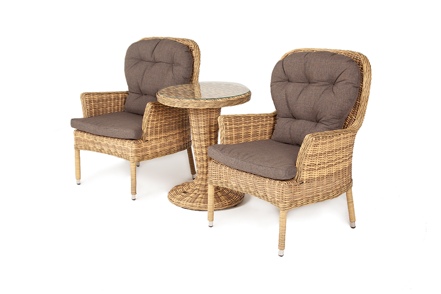 Алиса кофейный комплект из искусственного ротанга, цвет соломенный фото 3