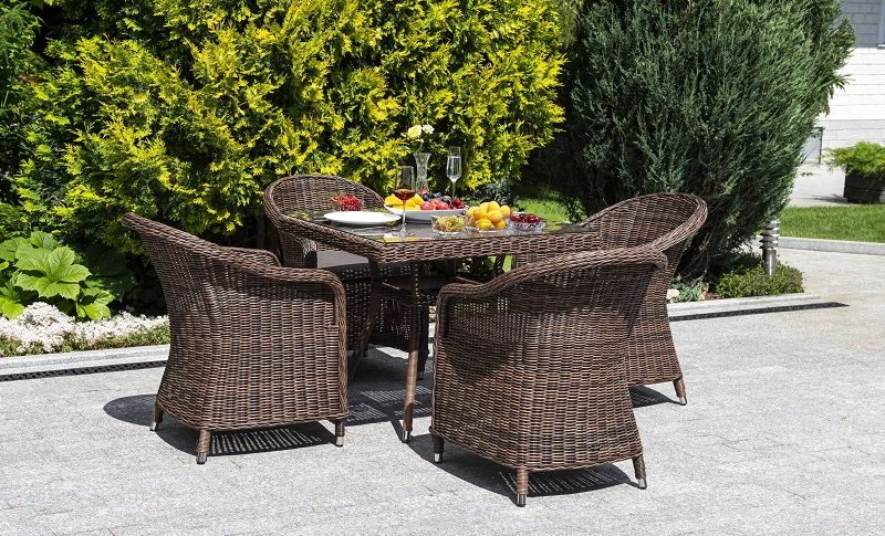 Обеденная группа Фредо 4SIS из искусственного ротанга, цвет коричневый фото 4