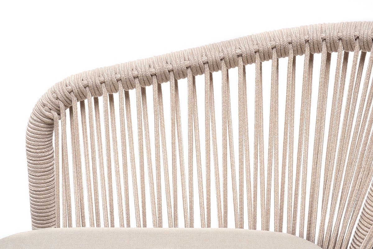 Обеденная группа Малага 4SIS на 6 персон со стульями "Марсель", каркас белый, роуп бежевый фото 6