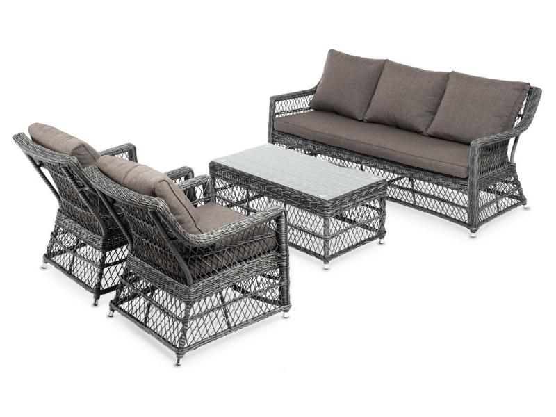 Лаунж-зона Гранд Латте 4SIS из искусственного ротанга, цвет графит фото 3