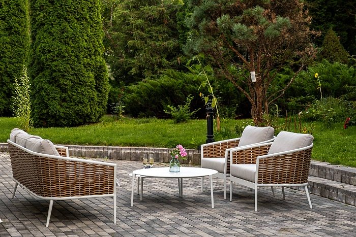 Лаунж-Зона Тоскана 4SIS из искусственного ротанга, цвет соломенный фото 1