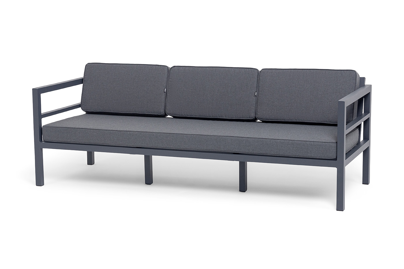 Эстелья диван 3-местный, каркас алюминий темно-серый (RAL7024) муар, ткань темно-серая 027 фото 1