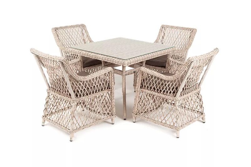 Плетеная обеденная группа Айриш 4SIS из искусственного ротанга, цвет бежевый фото 1