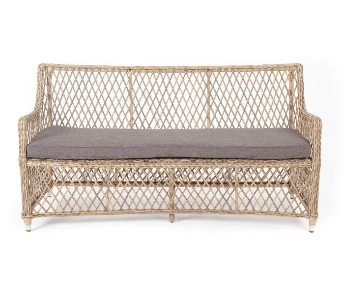 Диван двухместный Латте 4SIS из искусственного ротанга, цвет соломенный фото 2
