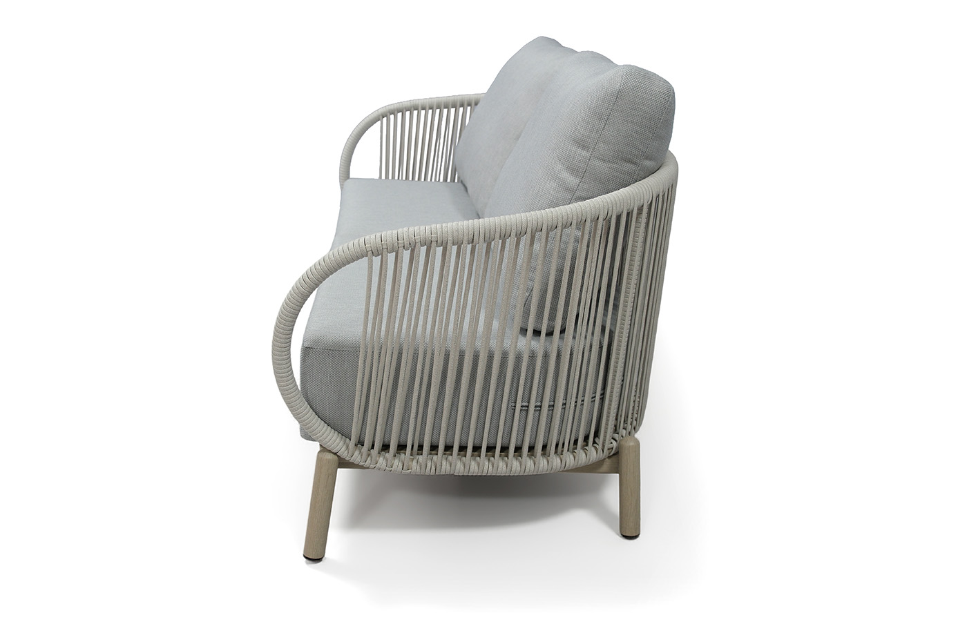 Прато диван двухместный из искусственного ротанга, цвет светло-серый, каркас под дерево (холодно-бежевый) фото 3