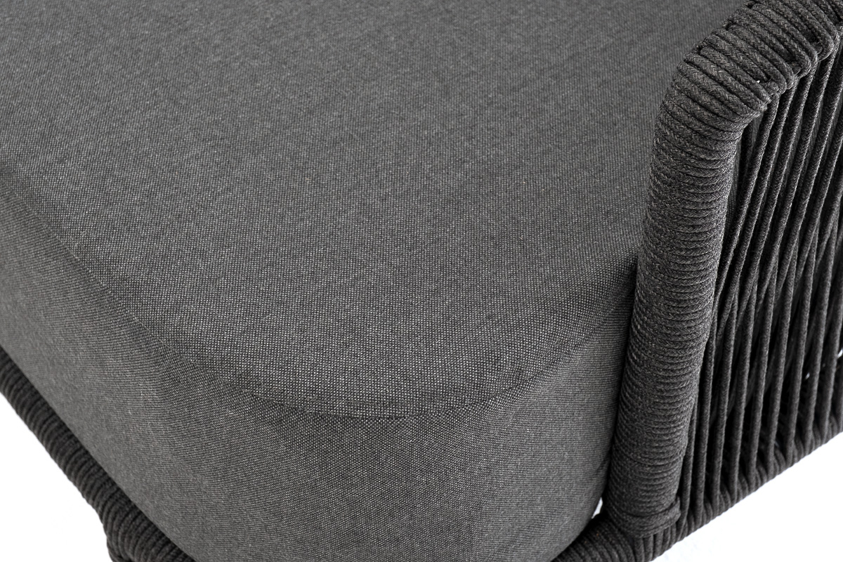 Верона диван 3-местный плетеный из роупа, каркас алюминий темно-серый (RAL7024) муар, роуп темно-серый круглый, ткань темно-серая 027 фото 6