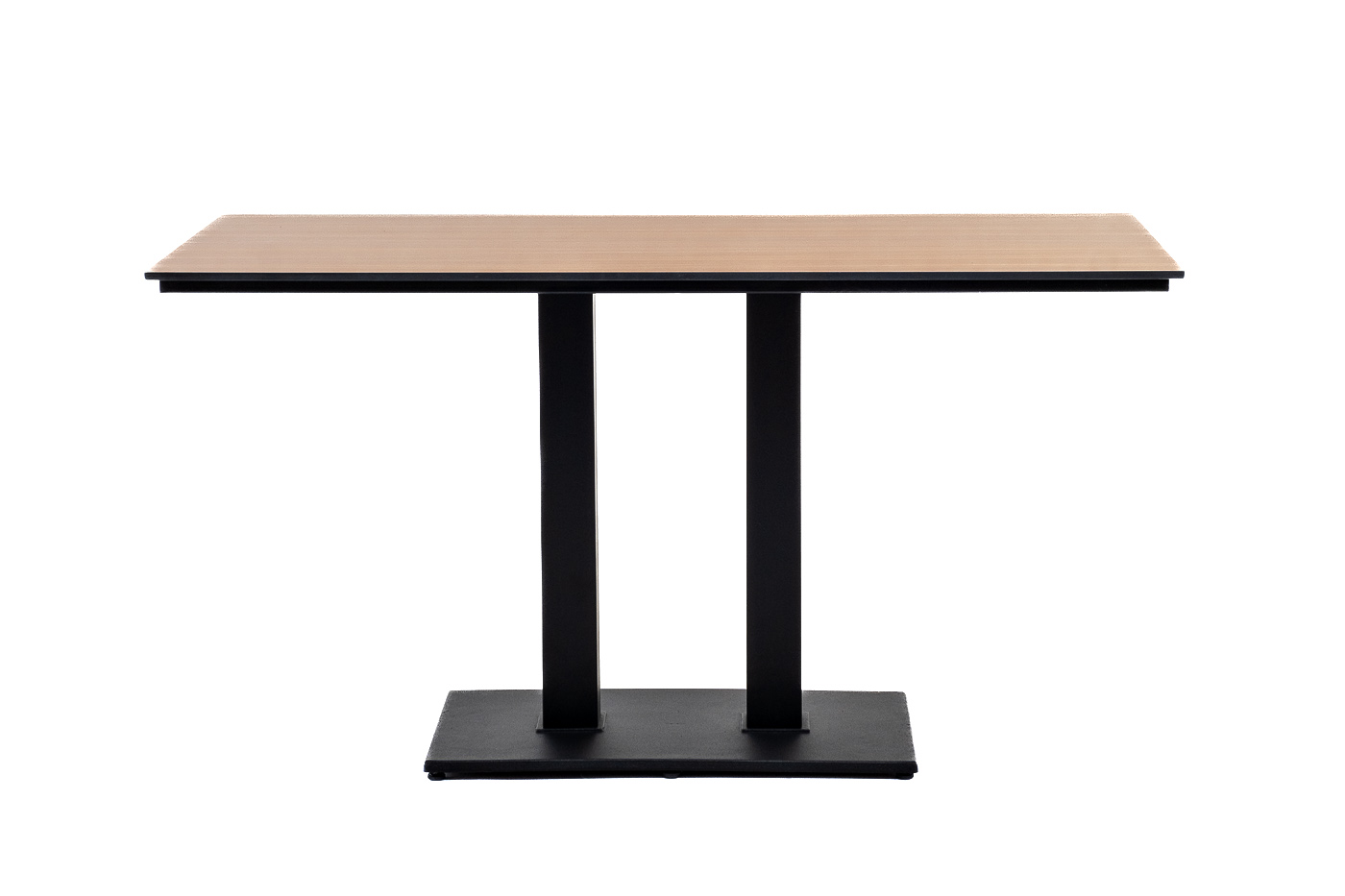 Каффе обеденный стол из HPL 140х70см, цвет дуб, подстолье двойное черное фото 2
