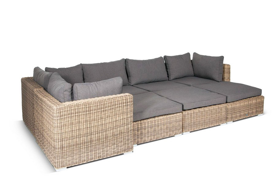 Лунго плетеная оттоманка с подушкой, цвет соломенный фото 3