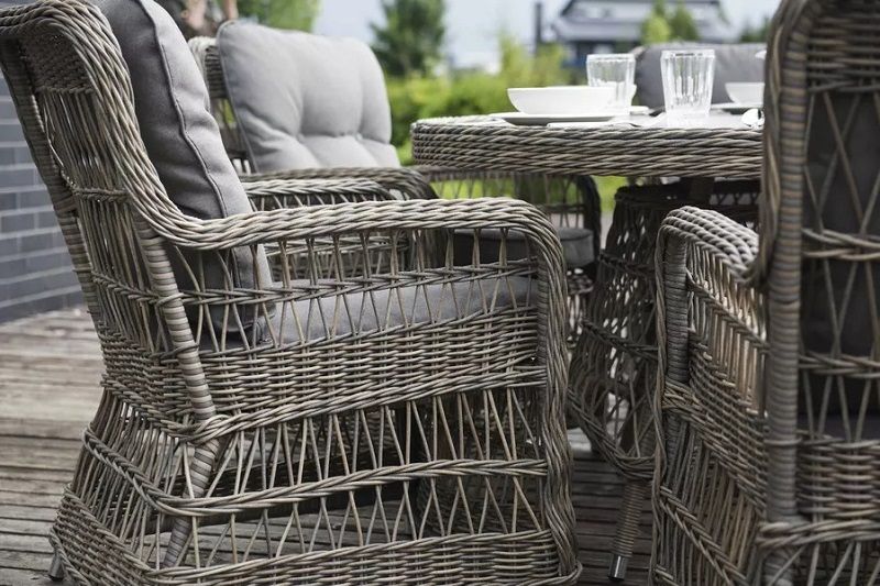 Кресло Цесена 4SIS из искусственного ротанга, цвет серо-соломенный фото 5