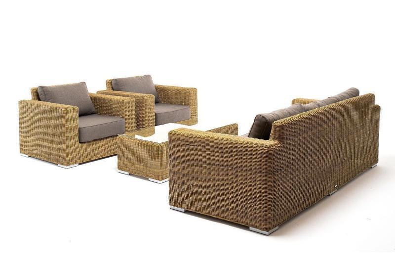 Лаунж-зона Боно 4SIS из искусственного ротанга, цвет соломенный фото 3