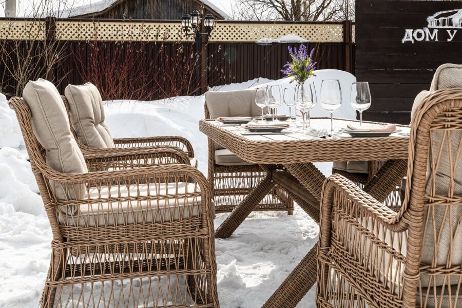 Обеденный комплект Isabella Royal Family из искусственного ротанга, цвет бежевый фото 12