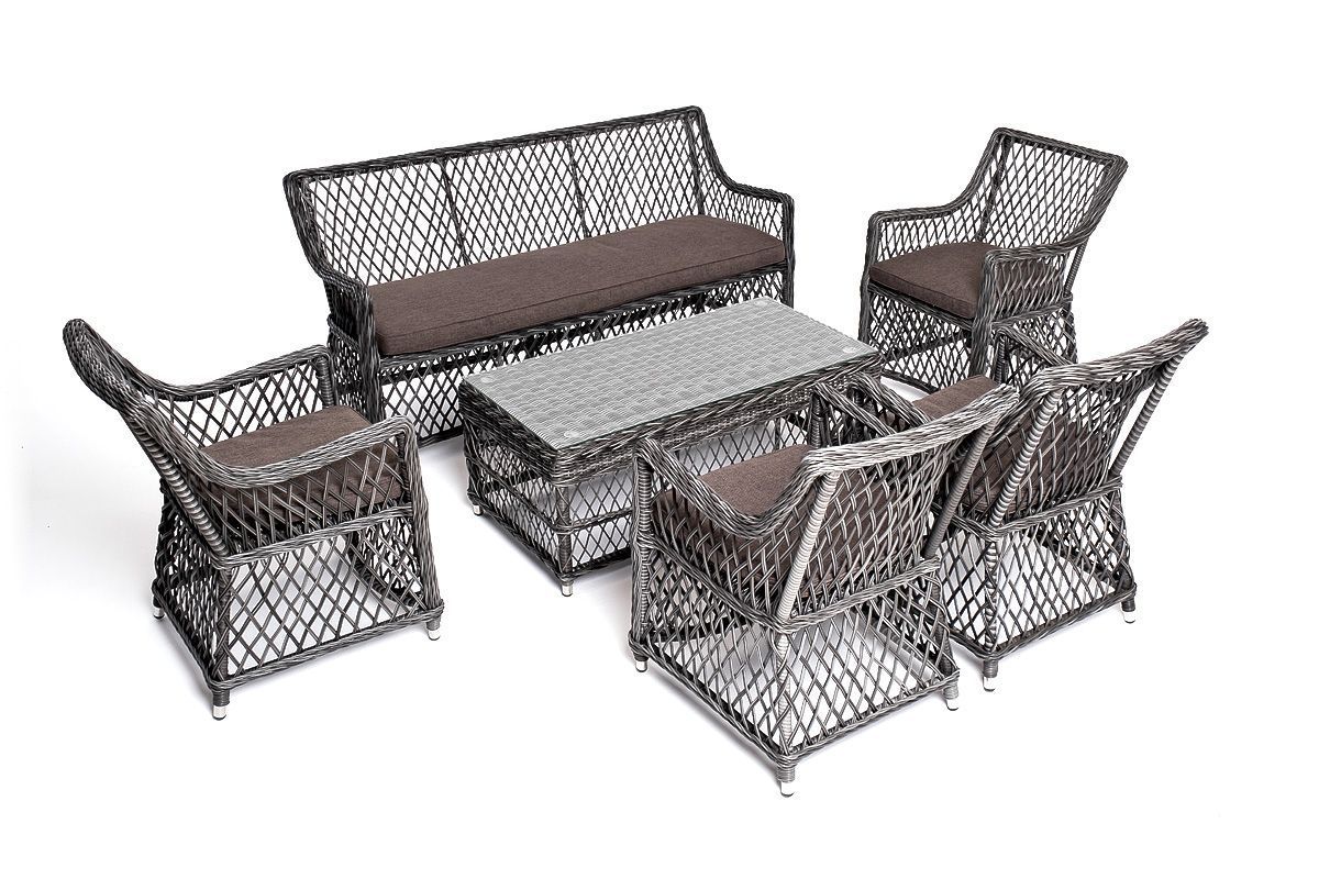 Лаунж-зона Асти 4SIS из искусственного ротанга, цвет графит 6 персон фото 5