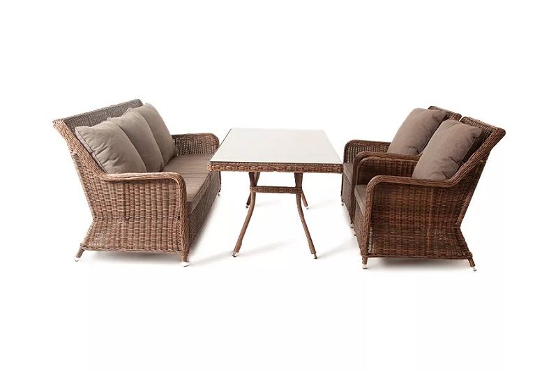 Обеденная группа Гляссе 4SIS из искусственного ротанга, цвет коричневый фото 3